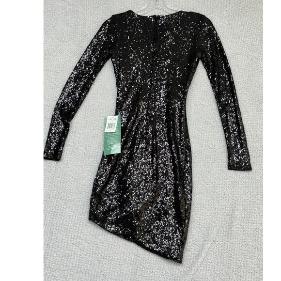 B. Smart Women's Black Sequined Long Sleeve Formal Dress Size 1 NWT #58588 - Picture 2 of 3
